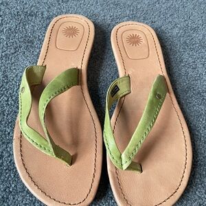 Green and Tan Flip Flops